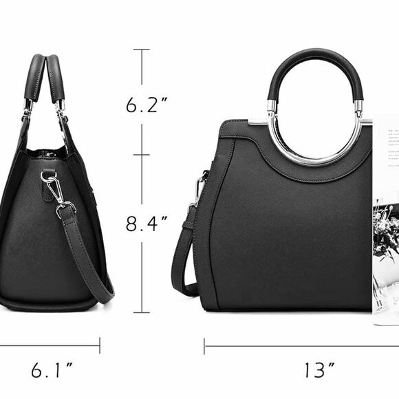 ♥️ Women's Handbags Designer Purses Satchel 
Structured Shoulder black patent - Picture 14 of 16